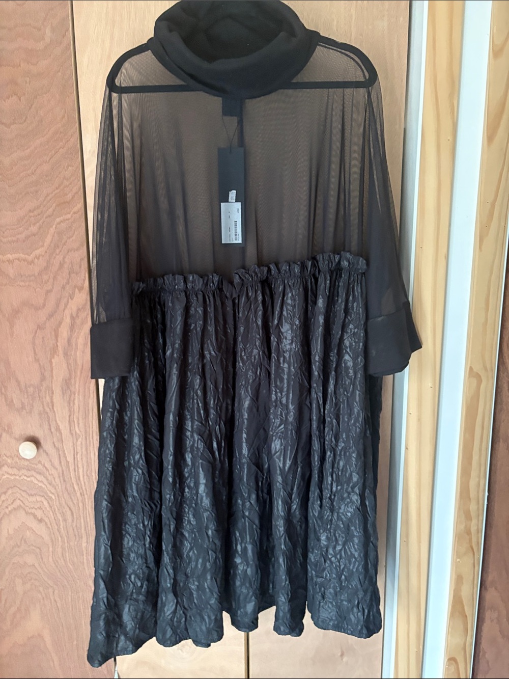 Sheer Black Mesh Top with Textured Skirt
